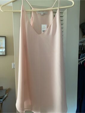 LOFT Pale Blush Slip Cami with V-Neck
